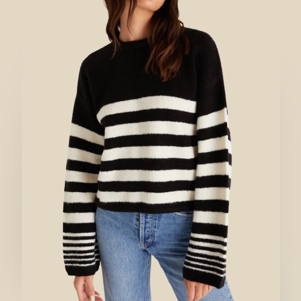 Z Supply Black and White Crew Neck Sweater
